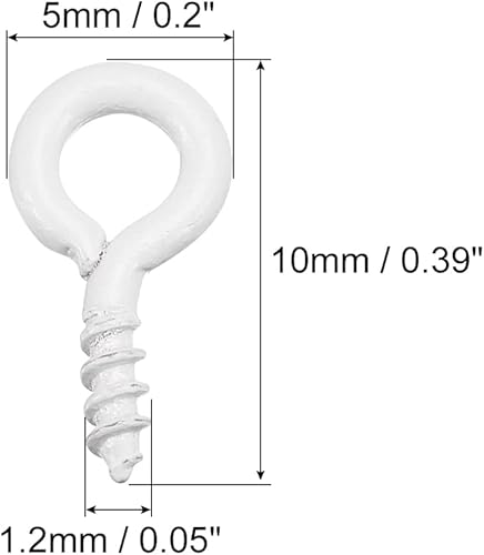 Miniatura 19 de uxcell 300 ganchos pequeños de ojo de tornillo con rosca, tornillos roscados, tornillo autorroscante de 0.31 x 0.39 pulgadas para hacer joyas, Negro