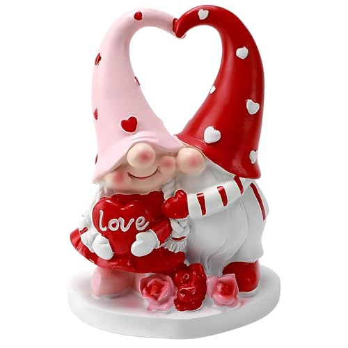 shirylzee Valentine's Day Table Decorations, Mini Gnomes Valentines, Valentine's Day Gnome Couple Resin Figurine, Couple Gnomes Ornaments for Anniversary Wedding Decoration