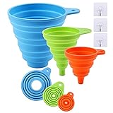 3Pcs Kitchen Funnel Set, Food Grade Collapsible Silicone Funnels for Filling Bottles, Large Wide...