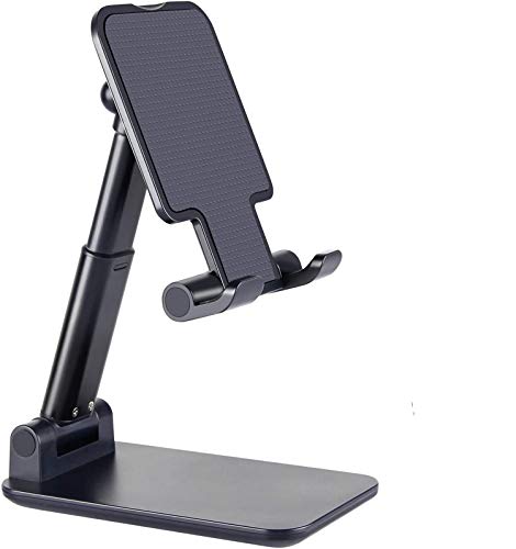Suporte para celular, suporte de mesa portátil dobrável, altura ajustável e suporte de ângulo, compa