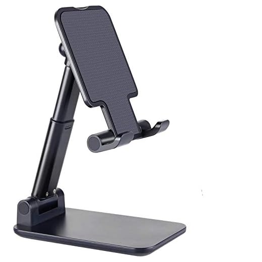 Suporte para celular, suporte de mesa portátil dobrável, altura ajustável e suporte de ângulo, compatível com smartphone/iPad/Kindle/Tablet/iPhone/Nintendo/Switch (preto)