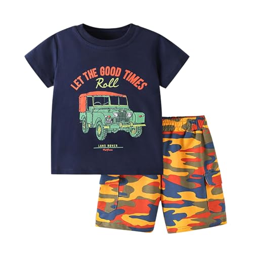Image of Boy Shorts Sets Dinosaur Animal Print Shirt Summer Outfits Set 2pcs Casual Clothes