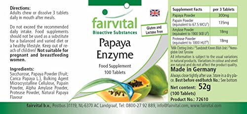 Papaja enzym tabletten - HOOG GEDOSEERD - VEGAN - 100 tabletten - met Papaïne, amylase en protease, (Carica papaya) - Image 4