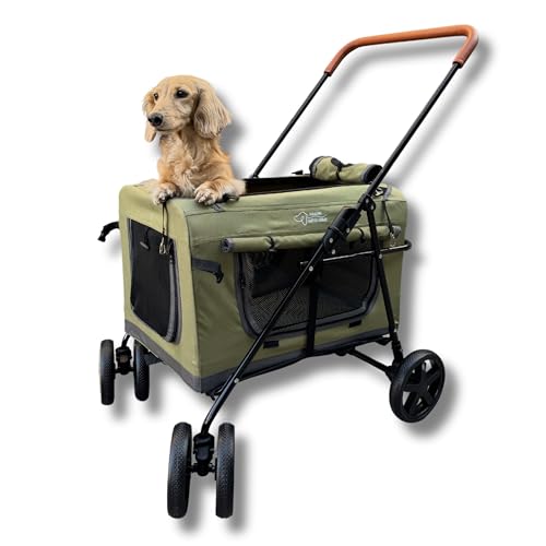 LONGDOG IMPRESSIONS Pet Stroller Foldable Travel Crate for Small and Medium Dog and Cat, Portable Pet Travel Carrier, Pet Jogger with Detach Carrier -  UNIEKWAVE, INC, LDI-FPTC-AGRN