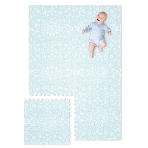 Image of Extra Large Baby Play Mat - 4FT x 6FT Non-Toxic Foam Puzzle Floor Mat for Kids & Toddlers (Persia Handmade Pattern, Mint Green)