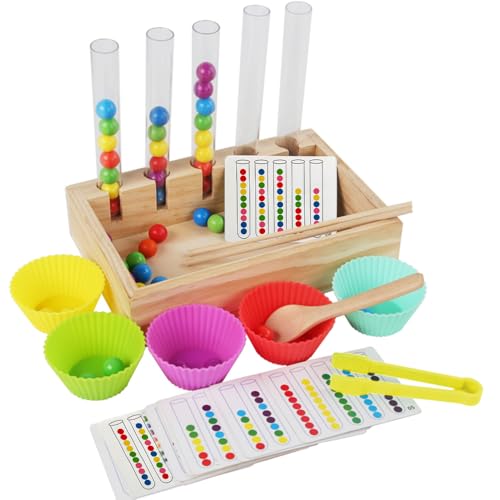 Image of Montessori Color Sorting Toys for Toddlers 2 3 4 5 6, Early Education Color Matching Bead Game, Boys Girls Birthday Gift