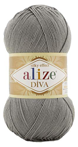 Image of Alize Diva Silk Effect 100% Microfiber Acrylic Yarn 1 Ball skeins 100gr 383yds Color (87 - Coal Grey)