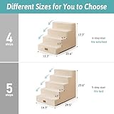 COZY KISS Hundetreppe für Kleine Hunde, 5 Stufen Breiter Haustiertreppe für Bett Couch Auto, 60cm Hoch Hochdichtem Schaumstoff Katzentreppe mit Abnehmbarem Bezug (Beige, 75x50x60cm, 5)