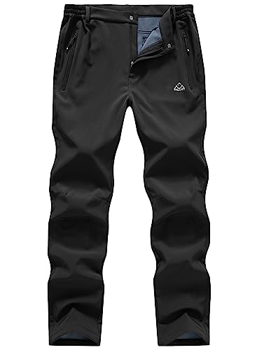 Gopune Men's Snow Ski Outdoor Waterproof Windproof Fleece Hiking PantsBlack,34
