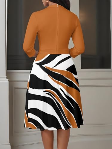 Image of PinkPatty Women's Casual A-line Midi Dresses 3 /4 Sleeve V Neck Fit and Flare Dress with Pockets