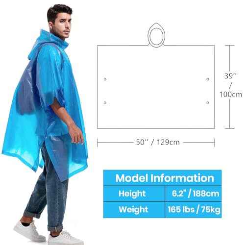 Image of ORILEY EVA Raincoat Poncho 70 GSM with Adjustable Hood Full Sleeves Knee Length Unisex Universal Size Water Resistant Outdoor Rainwear for Bike Riders Men and Women (Pack of 1, Blue)