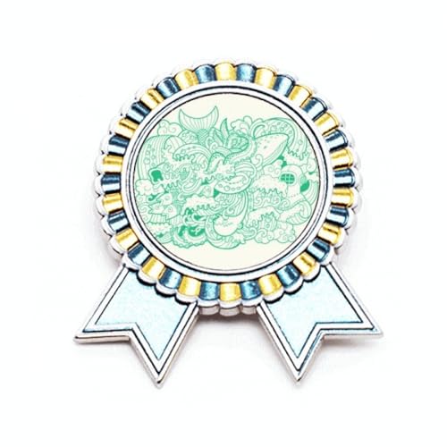 Broche requin motif vague de mer art déco, idée cadeau médaille en métal taille M