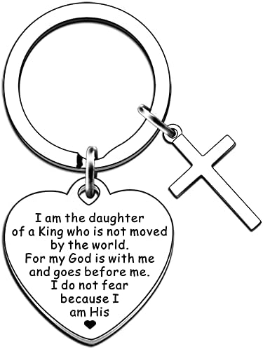 AMZQ Christian Keyring Religious Gifts for Women Baptism Gift for Girls Inspirational Keyring Present - I Am The Daughter of A King