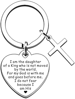 AMZQ Christian Keyring Religious Gifts for Women Baptism Gift for Girls Inspirational Keyring Present - I Am The Daughter of A King