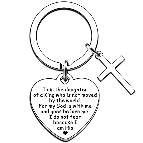 Image of AMZQ Christian Keyring Religious Gifts for Women Baptism Gift for Girls Inspirational Keyring Present - I Am The Daughter of A King