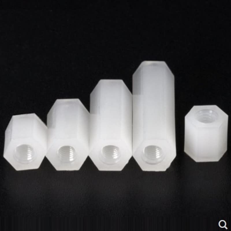 500/1000PCS M2.5 M3 M4 White Or Black Hex Nylon Standoff Spacer Column Flat Head Double Pass Nylon Plastic Spacing Screws(White,20MM_M4 500PCS)