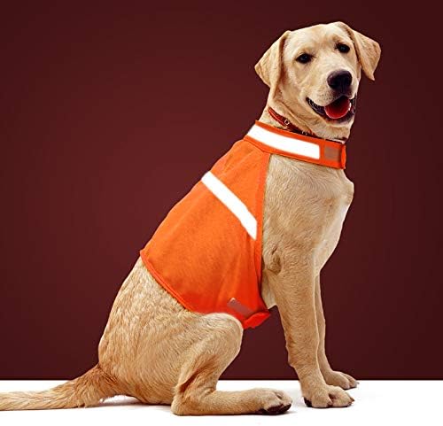 Dog Jacket High Visibility Safety Reflective Dog Vest for Small Medium Large Dogs (Large, Orange)