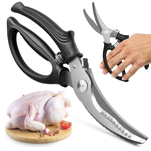 Poultry Shears â€“ Heavy Duty Kitchen Shears for Cutting Meat, Bones, Poultry, Seafood & Vegetables â€“ Stainless Steel Scissors with Nonâ€‘Slip Handles, Thick Spring, High Wear Resistance & Easy Cleaning