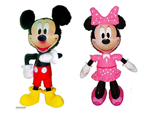 Juego de 2 personajes hinchables de 52 cm de altura cada uno, diseño de Mickey y Minnie Cover