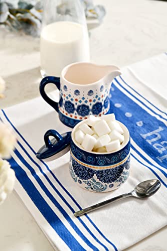 Bico Blue Talavera Ceramic Sugar And Cream Set, Dishwasher Safe #TOP4