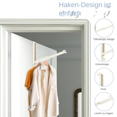 Foldable Over the Door Clothes Airer - Space Saving Clothes Rack with 6 Grooves and Extendable Rod for Towel Rail in Bedroom - Image 6
