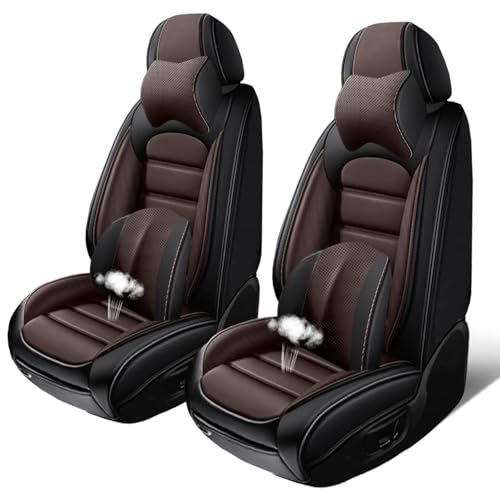 Image of Luxury Seat Covers for Ford Bronco Sport 2021-2024,2PCS Nappa Leather Car Seat Covers,Waterproof Seat Protectors Auto Seat Covers,Breathable Nonslip Interior Cover Seats for Cars(Black and Coffee)
