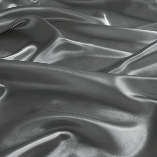 Madison Park Essentials Satin Sheet Set Luxury And Silky With Natural Sheen, Premium 16" Deep Pocket, All Around Elastic - Year-Round Bedding, Queen, Grey, 6 Piece #TOP6