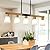 5-Light Kitchen Island Lighting? Dining Room Light Fixture/Chandelier Over Table, Hanging for Farmhouse Linear Chandeliers, Rustic Wood Ceiling Pendant Light Fixtures? with Frosted Glass Shade