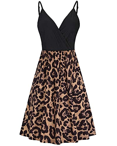 Image of STYLEWORD Womens Sundress Summer Floral Wrap V Neck Backless A-Line Casual Beach Midi Dress