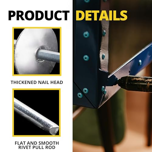Image of 300PCS Large Flange Aluminum Pop Rivets 3 /16 inch x 1 /2 inch Big Head Steel Mandrel Dome Body Blind Clenches Set for Sheet Steel Duct Work Aluminum Boat Clenches Long Pop Rivets