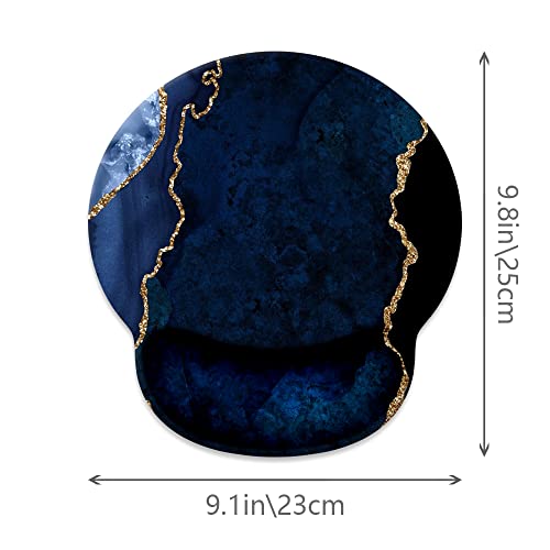 Goodsprout Blue And Gold Marble Mouse Pad With Wrist Rest Support,Cute Custom Gaming Made Non 250Mmx230Mmx5Mm #TOP1