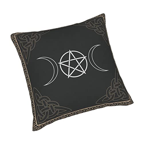 Decorative Square Throw Pillow Cover Cases With Hidden Zipper For Couch Sofa Bed Living Room Home Decoration 18X18 Inch, Altar Triple Moon Pentagram Goddess Tarot Spread Wiccan Pattern Design (2-Pack) #TOP7