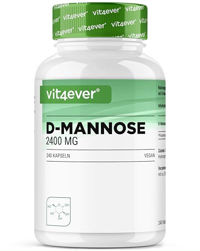 vit4ever D-Mannose - 240 Kapseln - 2400 mg D-Mannose pro Tagesdosis - Aus pflanzlicher Fermentation - Vegan optimal dosiert ohne unnötige Zusätze
