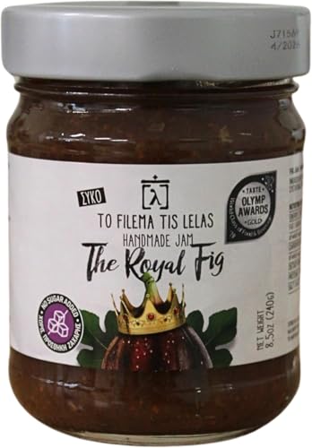 To Filema tis Lelas Handgemachte Feigenmarmelade ohne Zuckerzusatz „The Royal Fig“ 240 g | Gesüßt mit Traubensaft (low-GI) | 100% griechische Feigen | Traditionell gekocht | Vegan & glutenfrei
