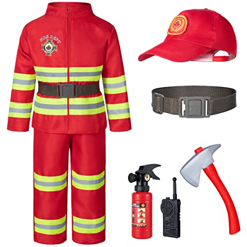 Disfraz Completo Jefe Bombero Niño Rojo 3-9 Años miniatura 2