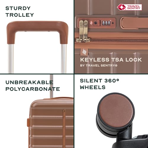 Image of Assembly Odyssey 28 Inch Large Check-in Trolley Bag Hard Shell Polycarbonate Suitcase Lightweight with TSA Lock 8 Spinner Wheels Brown