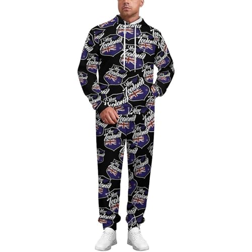New Zea-land Flag - Conjunto de chándal unisex de manga larga con cordón, sudadera con capucha y pantalones de pierna superior, 2 piezas, Estilo:, L