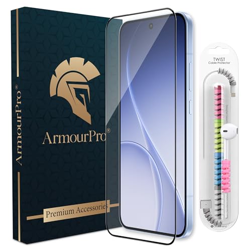 Image of ArmourPro Military-Grade Tempered Glass for Oppo Reno 15-9H Anti Scratch, Edge-to-Edge Coverage, HD Clarity, Smooth Touch, Case Friendly, Easy Installation Kit with Cable Protector