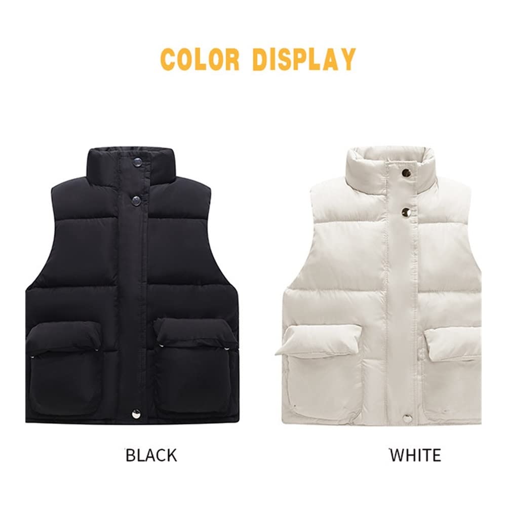 Kamizelka zimowa Zagęścić Zima Dziewczyny Ciepłe Kamizelki Kamizelki Kurtka Bez Rękawów Dziewczyna Zima Kamizelka 1 Sztuka Dzieci Ubrania (Color : Beige, Kid Size : 9T(Height 150-160cm))