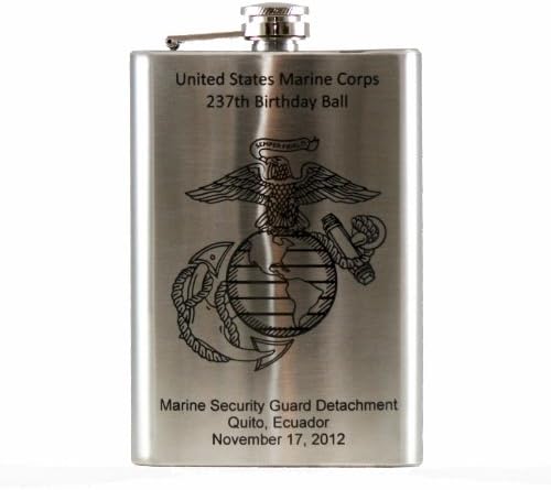 Hip Flask Holding 8 oz - Personalized Laser Engraved Pocket Size, Stainless Steel, Rustproof, Screw-On Cap - Metallic Grey Finish Perfect for Engraving
