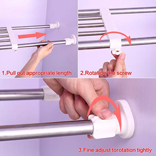 Hershii Closet Tension Shelf & Rod Expandable Metal Storage Rack Adjustable Organizer Diy Divider Separator For Cabinet Wardrobe Cupboard Kitchen Bathroom - 4 Colors #TOP5