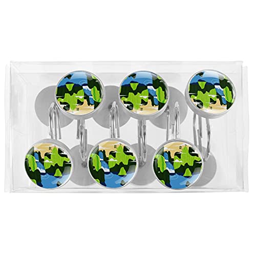 Crochets rideau de douche inox lot de 12 décor cascade verte