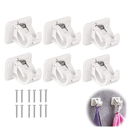 6 stycken självhäftande gardinstångshållare, hållare för trädgårdsstång utan borrning, fixering stånghållare, ABS plast, gardinkrokar hållare för hemmet badrum hotell användning