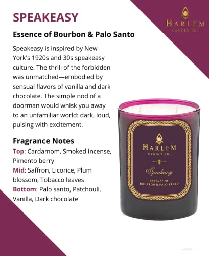 Harlem Candle Company Speakeasy Luxury Candle, 12 Oz Burgundy Glass Jar, Double Wick, Soy Wax, Gift Box, Palo Santo, Cardamom, Incense, Bourbon, Licorice, Tobacco And Pachouli #TOP4