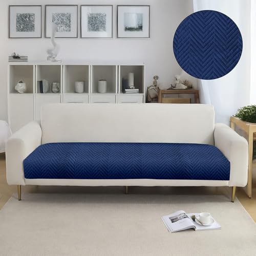 Image of Amazon Basics - Velvet Quilted Make Your Own Sofa Cover | 3 Seater | Multi-Layered Fabric | 180cm x 70cm | 350 GSM | Color - Navy Blue
