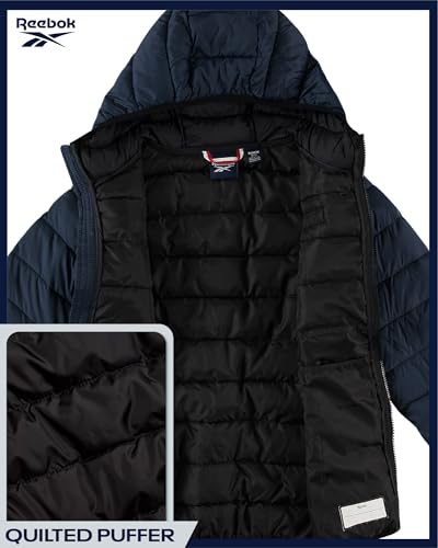Image of Reebok Boys Winter Coat - Lightweight Insulated Puffer Jacket - Wind & Water Resistant Quilted Hooded Winter Jacket for Boys
