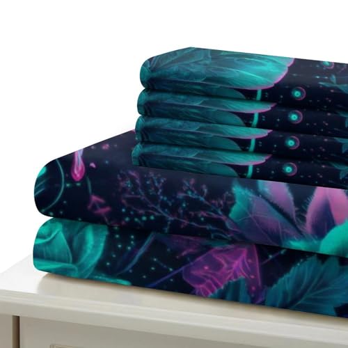 Housse de couette papillon néon 3D en microfibre 135x200 cm pour lit simple - 7