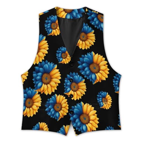 Ukraine Flag Sunflower Men's Suit Vest Slim Fit Business Dress Party Pattern Waistcoat Vest Top3