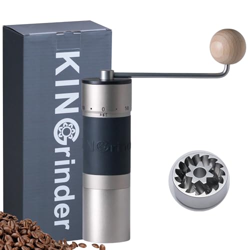Image of 【Sliver】KINGrinder K6 Manual Coffee Grinder Straight Handle Stainless Burr | Supports grind settings for various brewing methods such as pour-over and espresso
