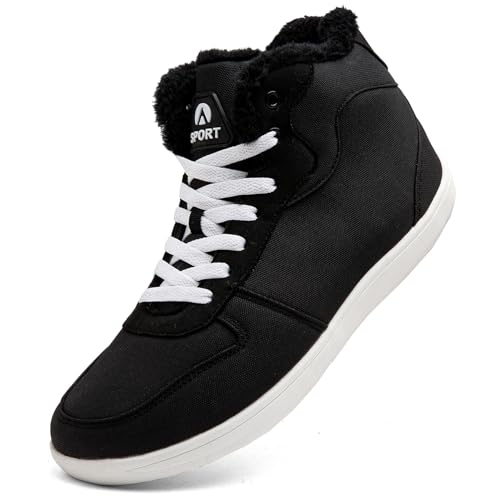Dhinash Botas para Hombre Botas de Nieve Invierno Botines de Nieve Impermeables Forradas Calientes Exterior Zapatos de Invierno Negro Blanco Talla 44